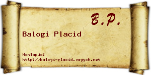 Balogi Placid névjegykártya